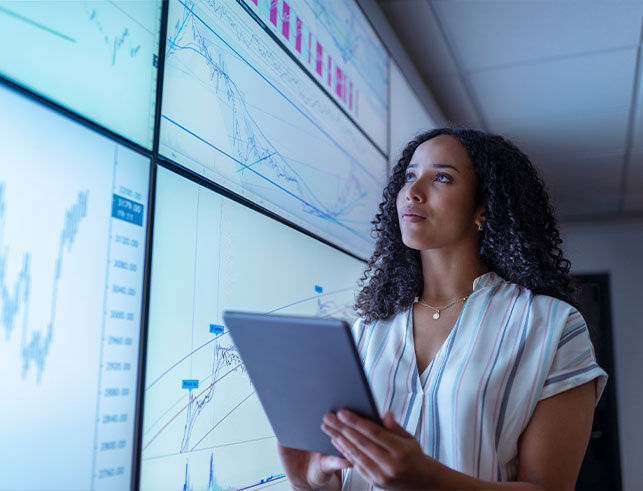 Woman solving complex IT solutions